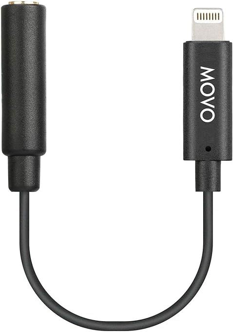 Movo IMA-1 Female 3.5mm TRRS Microphone Adapter Cable to Lightning Connector Dongle Compatible with Apple iPhone, iPad Smartphones and Tablets - Optimized for Microphones/Pro Audio