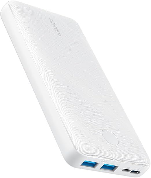 Anker Portable Charger,325 Power Bank(PowerCore Essential 20K),20,000mAh Battery Pack with PowerIQ Technology for iPhone 15/14/13 Series, Galaxy S23,and More (USB-C Input and Output(White),1 Pack)