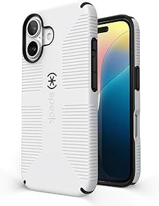 Speck iPhone 16 Case - iPhone 16 Case for Women, and Men - CandyShell Grip Case iPhone 16 Phone Case Slim MagSafe - White/Black