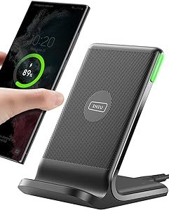 INIU Wireless Charger, 15W Fast Qi-Certified Wireless Charging Station with Sleep-Friendly Adaptive Light Compatible with iPhone 16 15 14 13 Pro XS 8 Plus Samsung Galaxy S23 S22 S21 Note 20 Google etc